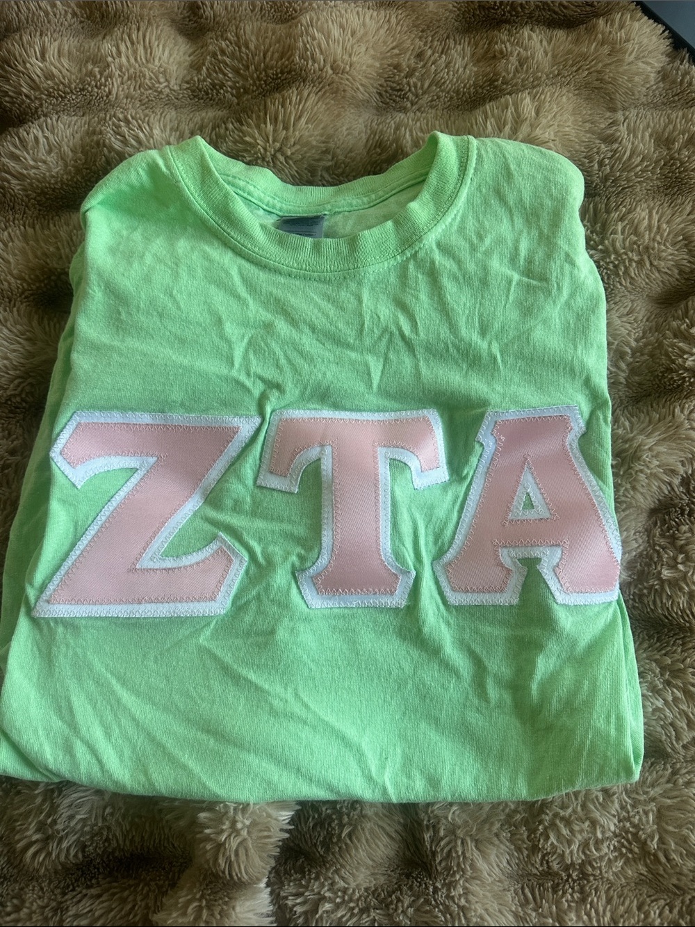 ZTA Green and Pink Letters